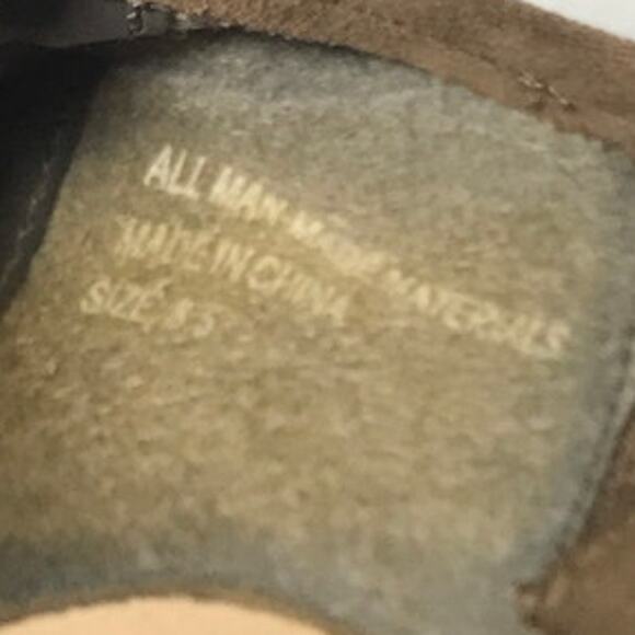 Charming Charlie Brown Suede Open Toe Zip Up 4.5" Heel 8.5 - Picture 6 of 6